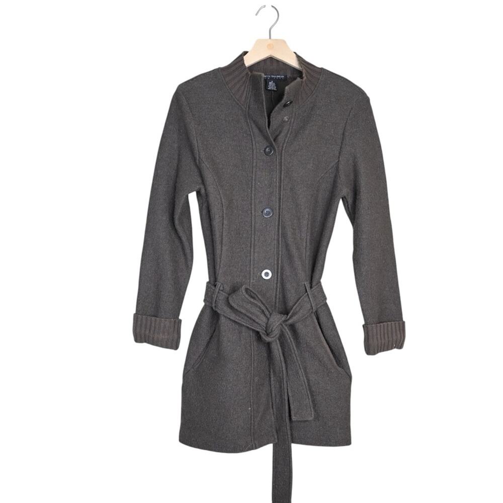 Babette Ballinger New York Womens S 100% Wool Button-Up Belted Coat